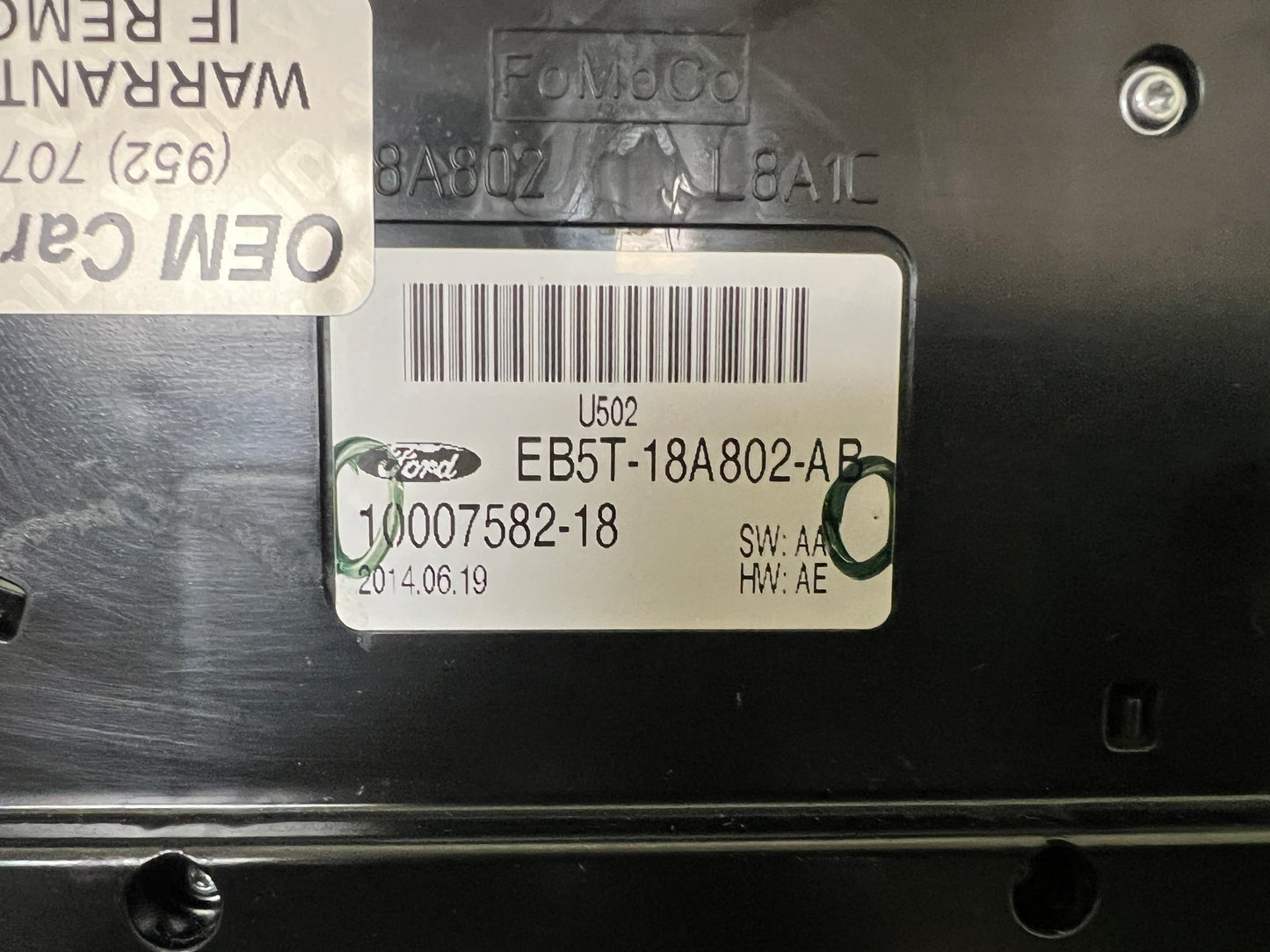 2011 - 2015 Ford Explorer OEM 4" Radio Display Climate Control Panel Assembly ONLY W/Rear Controls