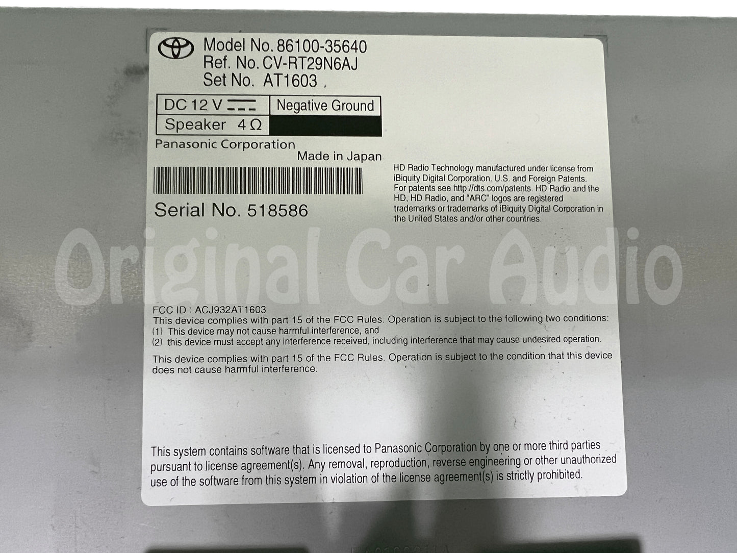 2019 - 2023 Toyota 4Runner Gracenote Navigation Apple Carplay Android Auto Multi Media Bluetooth Radio Receiver