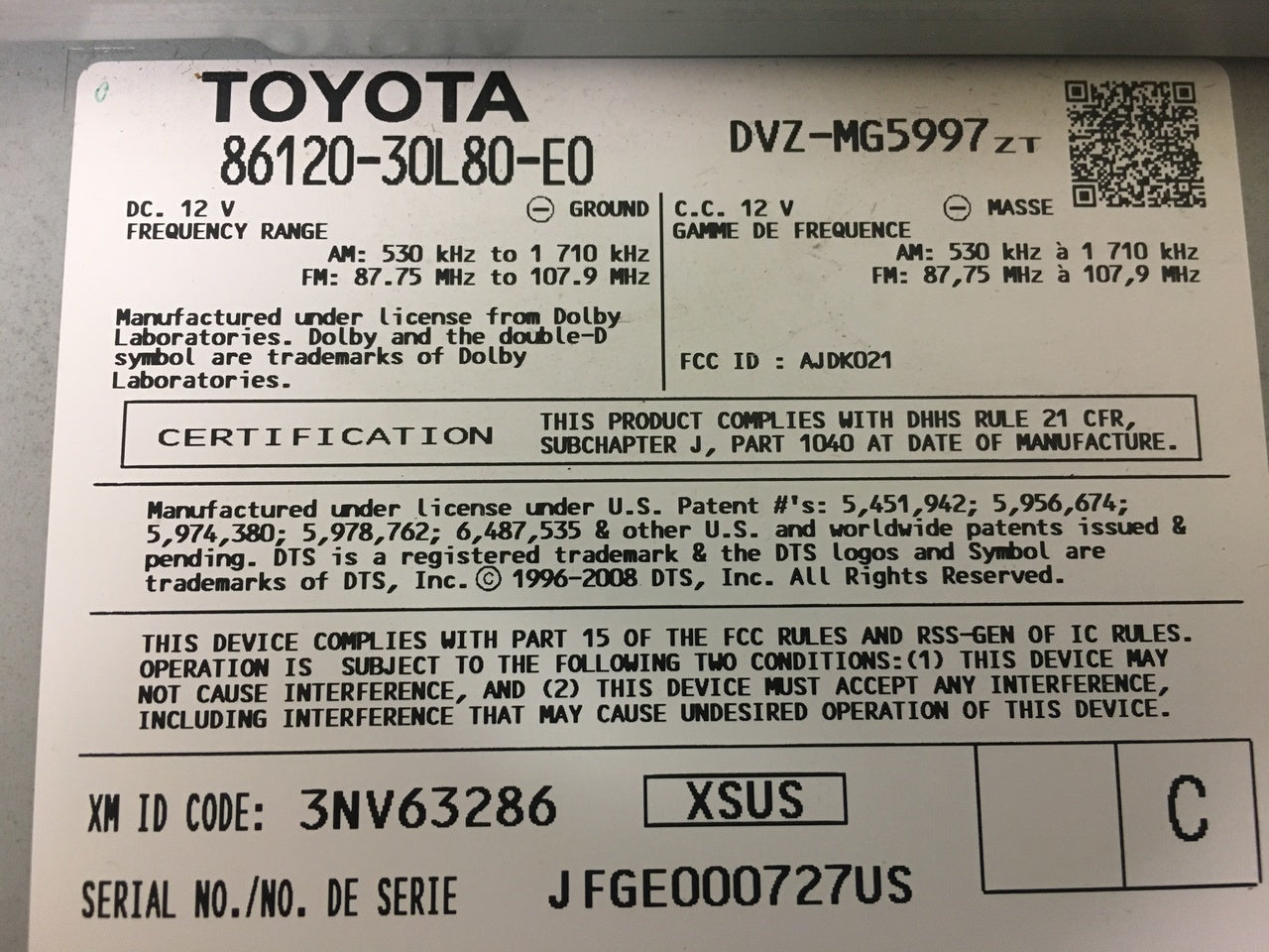 2009 - 2011 Lexus GS350 GS460 OEM Mark Levinson USB Navigation 6 CD AM FM Radio Receiver GREY