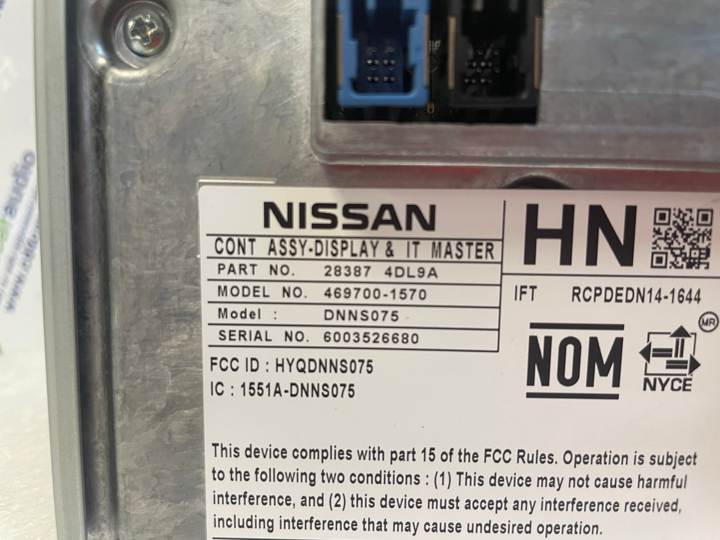 16 - 19 Infiniti QX30 OEM Display Screen w/o navigation
