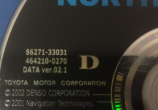 Toyota Lexus Navigation Map DVD 86271-33031 DATA Ver. 02.1 D