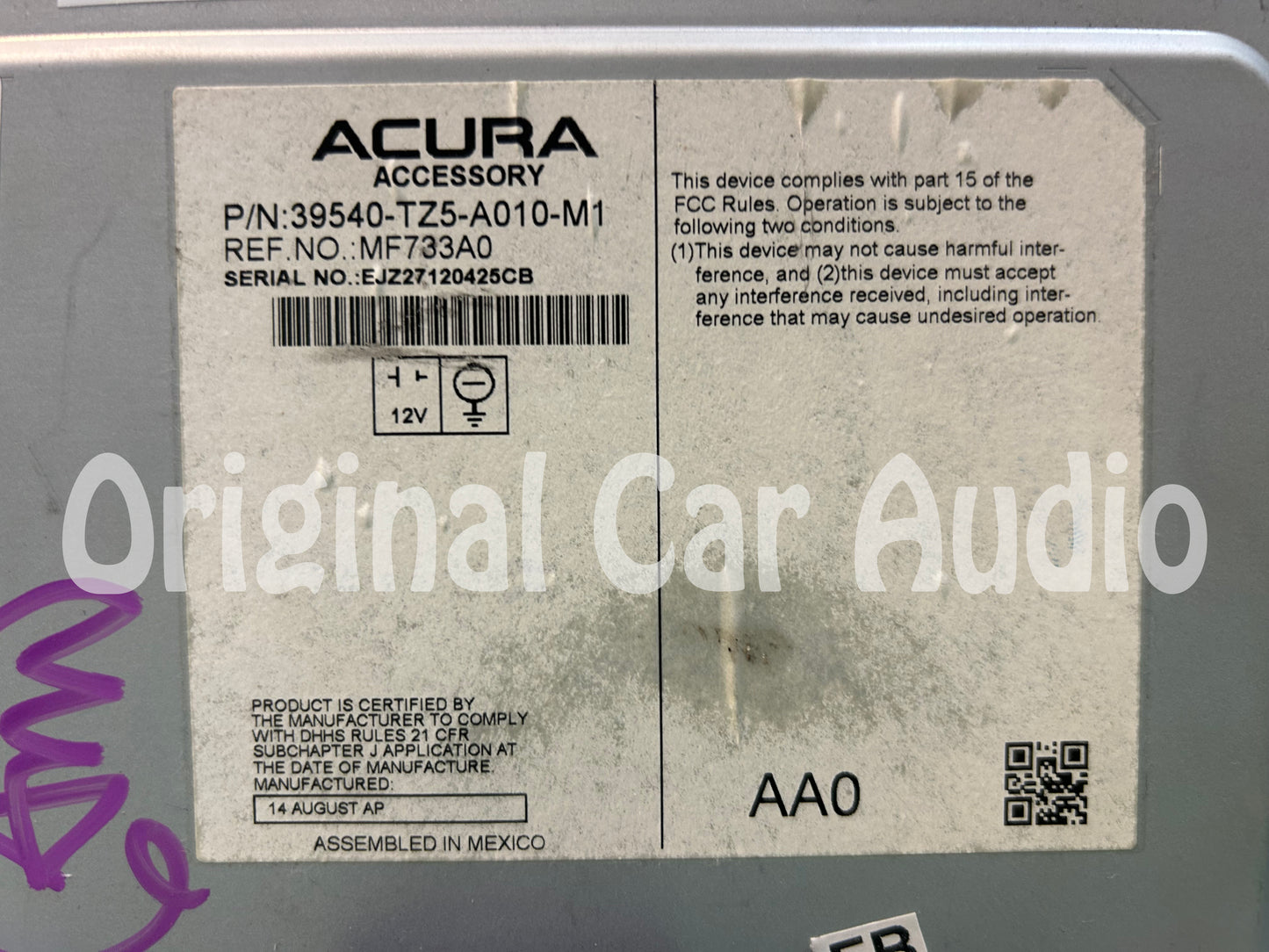2015 - 2016 Acura MDX OEM CD AM FM Touch Screen Media Radio Receiver