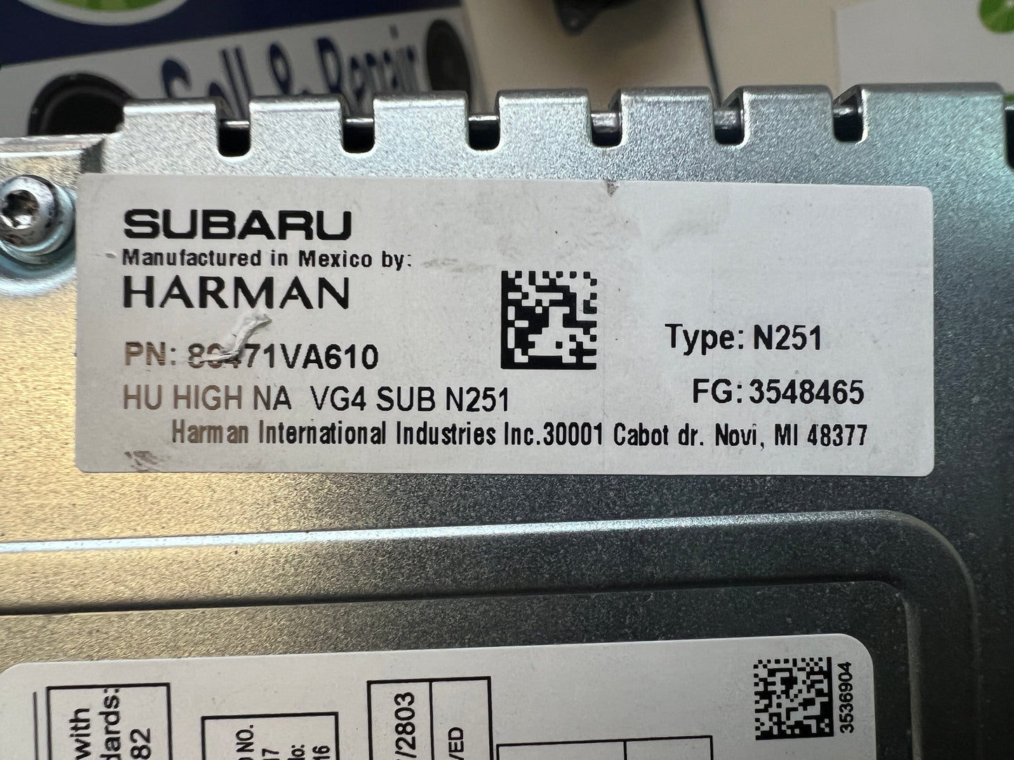 2019 - 2022 Subaru WRX STI OEM Harman Kardon Premium Sound System Apple Car Play Android Auto Multi Media Touch Screen CD Radio Receiver