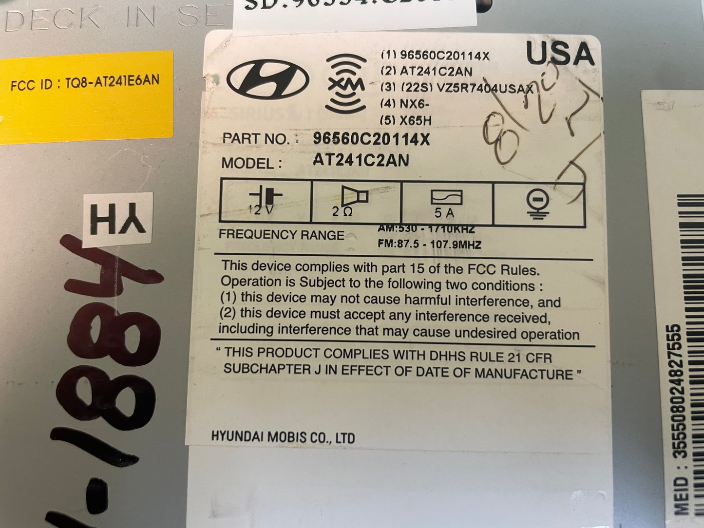 2016-2017 Hyundai Sonata OEM Display Screen and Receiver