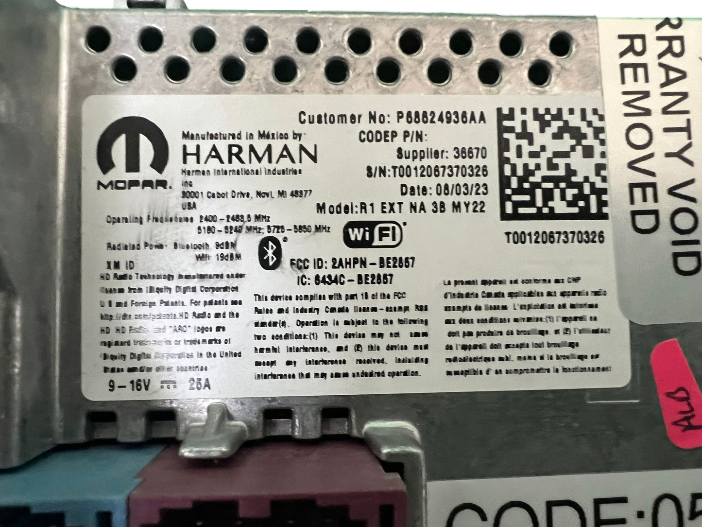 2021 - 2026 Dodge Durango OEM UConnect 5 10.1" Multi Media AM FM SAT Radio Receiver Block Module ONLY R1