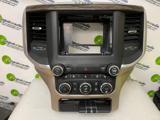 19-22 Dodge Ram Laramie New Body 8.4" Radio Bezel 5 option Buttons Gold Woodgrain
