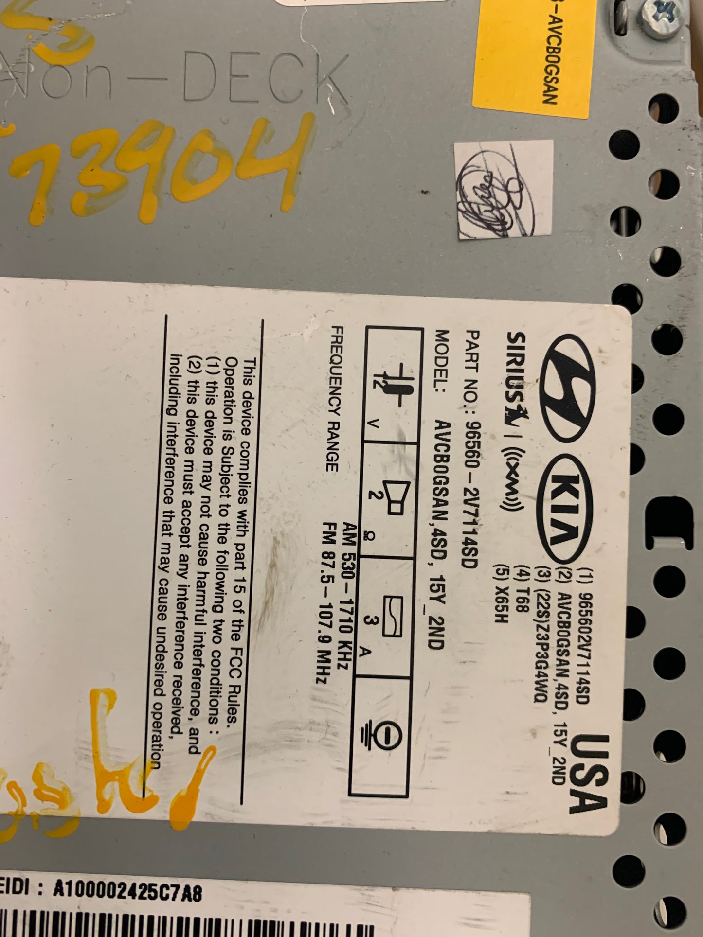 2015 - 2017 Hyundai Veloster Radio Receiver W/ Navigation 96560-2V7114SD