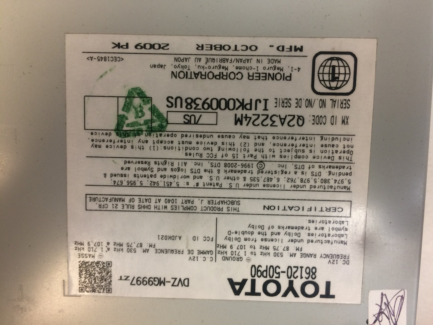 Refurbished 2009 - 2012 Lexus LS460 LS600 LS600H OEM Mark Levinson Sat Aux DVD AM FM Radio CD Player P6522