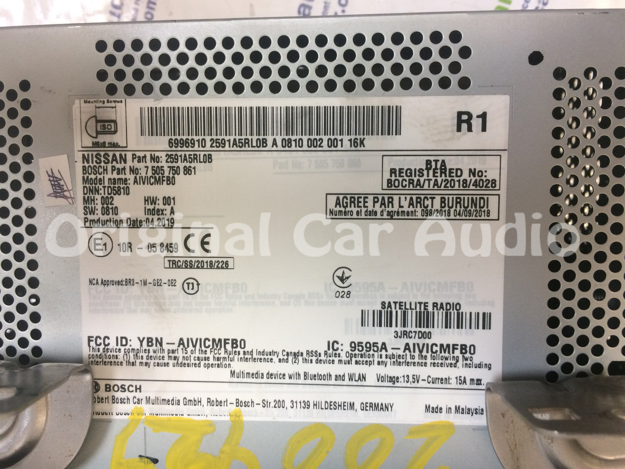 Reman 2018 - 2021 Nissan Kick OEM AM FM Radio Bluetooth SAT Touch Screen Receiver