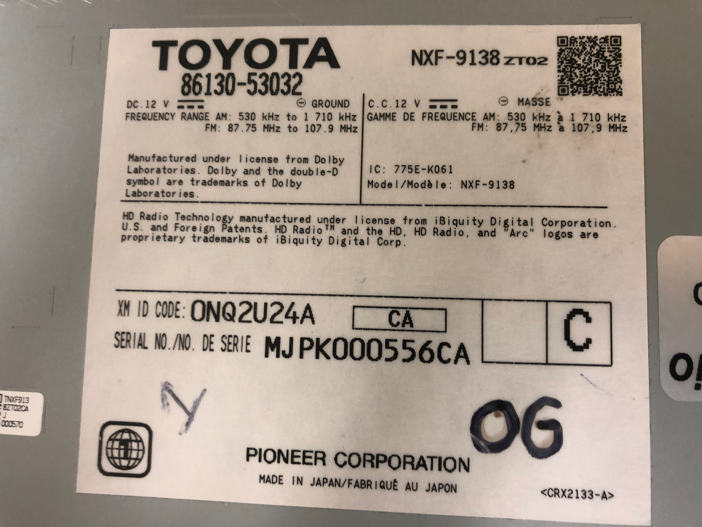 Refurbished 2014 - 2017 Lexus IS200T IS350 OEM Gracenote Navigation Multi Media HD Radio Receiver P10435 CANADIAN MODEL ONLY
