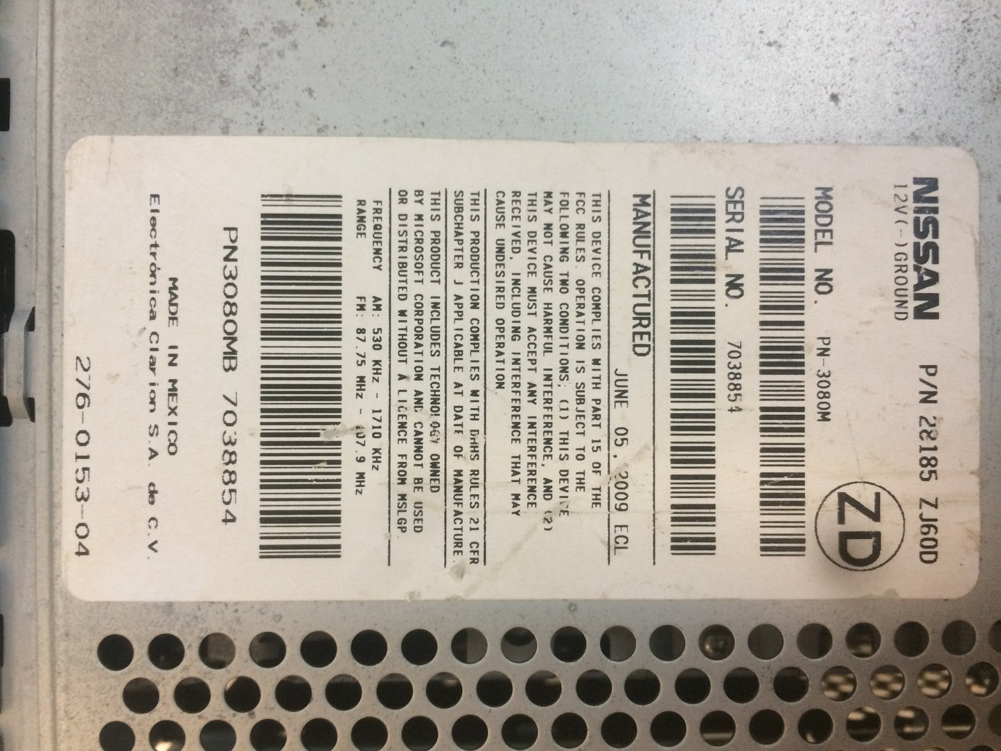 2008 - 2010 Nissan Sentra OEM AM FM Aux Radio CD Player Receiver