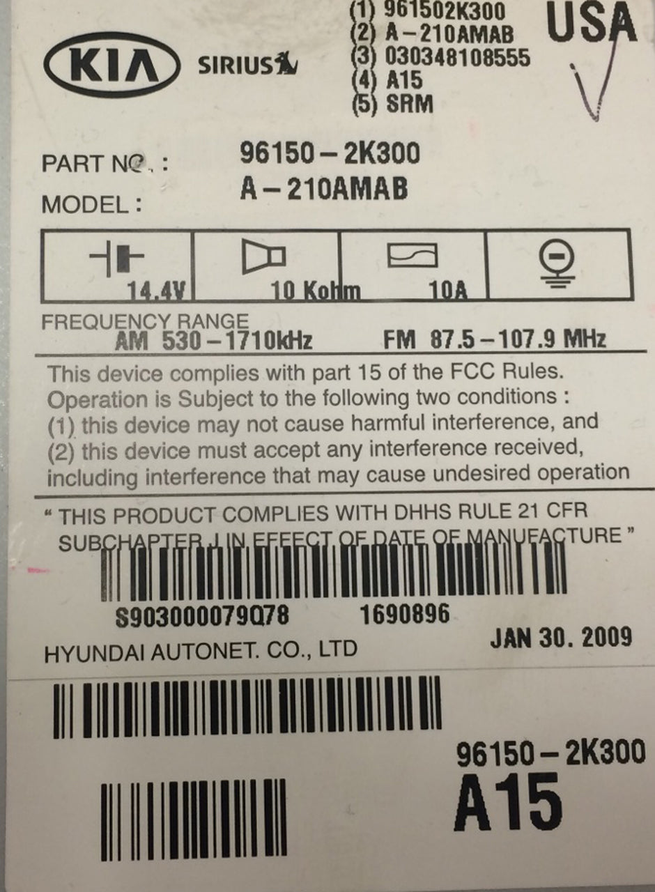 2010 2011 KIA Soul OEM Factory Stereo AM FM XM Radio Bluetooth MP3 CD Player