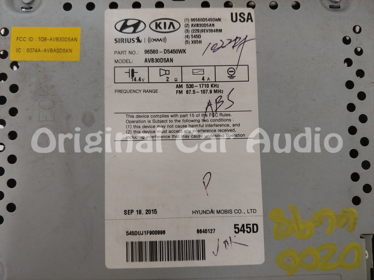 2016 - 2018 Kia Optima OEM Navigation XM AM FM Radio Display Screen CAR PLAY w/ BEZEL 96560 D5450WK, 96560D5450WK, 96560-D5450WK