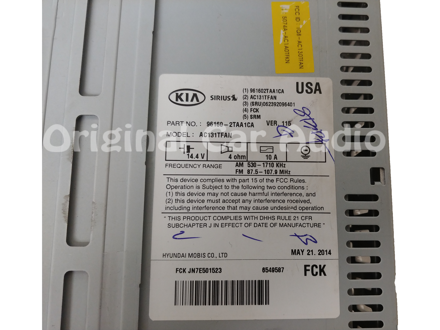 2014 - 2015 Kia Optima OEM UVO Single CD Multi Media Bluetooth Sat Radio Receiver