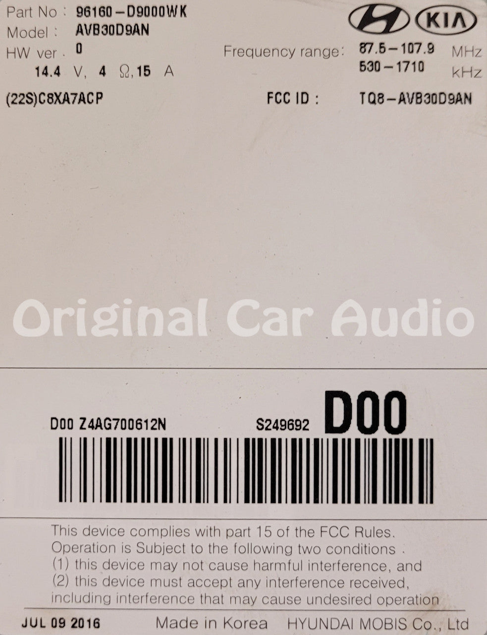 Refurbished 2016-2019 Kia Sportage OEM AM FM Multi Media Android Auto Apple Car Play Radio
