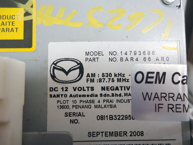 05 06 07 08 09 Mazda 3 Radio CD Player Sat MP3 BAR4 66 AR0