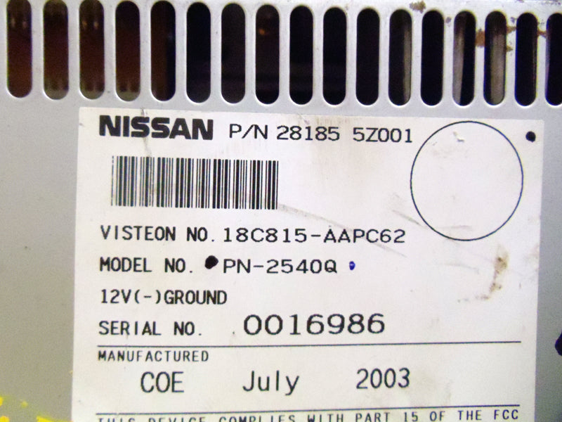 Nissan Quest Radio CD Player 28185-5Z001 2004 2005 2006