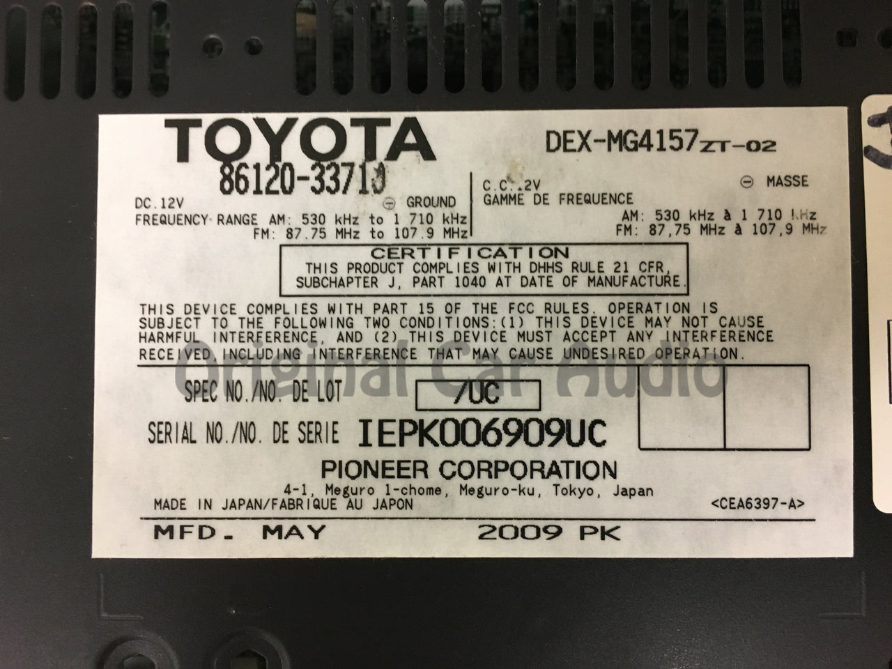 2007 - 2010 Lexus ES350 OEM 6 CD AM FM Sat MP3 Radio P1808