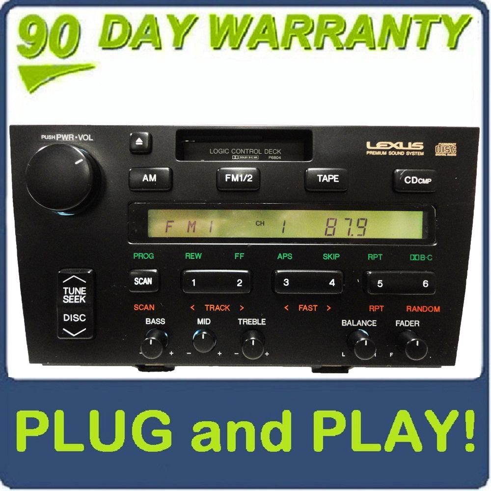 92 93 94 95 96 LEXUS ES300 AM FM Radio Stereo Tape Cassette Player CD Changer Control P6804 1993 1994 1995 1996