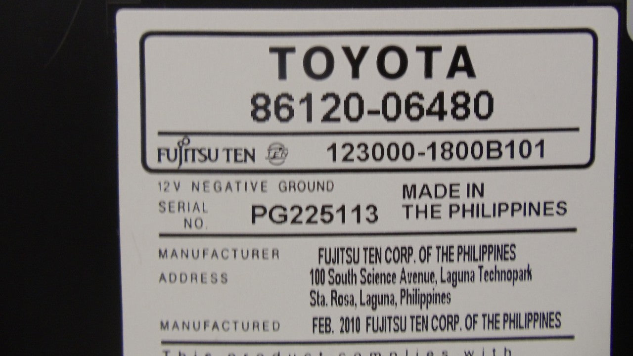 2007 - 2011 Toyota Camry Radio CD XM 11846