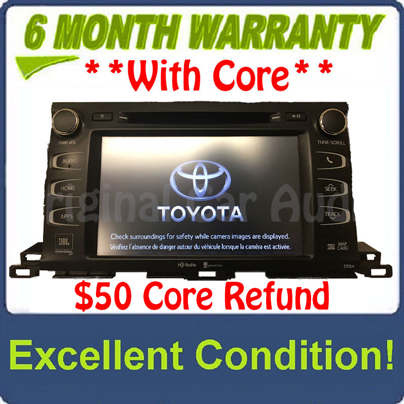 2014 2019 Toyota Highlander OEM Gracenote Navigation GPS HD Bluetooth Radio Receiver AM FM CD Player 57064