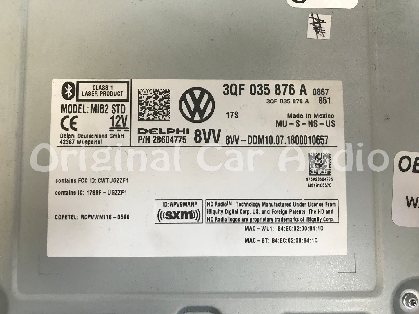 2018 - 2019 VW Volkswagen Atlas OEM Delphi Control Unit Radio Bluetooth SD Card CD Player