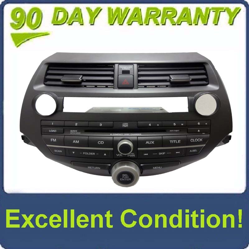 2008 - 2010 Honda ACCORD Radio RDS AUX MP3 6 Disc CD Player Climate Controls 3BA0 Ho3BA0 w/Trim