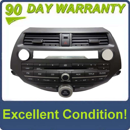 2008 - 2010 Honda ACCORD Radio RDS AUX MP3 6 Disc CD Player Climate Controls 3BA0 Ho3BA0 w/Trim