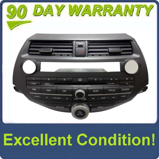 2008 - 2010 Honda ACCORD Radio RDS AUX MP3 6 Disc CD Player Climate Controls 3BA0 Ho3BA0 w/Trim