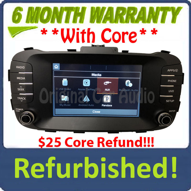 Refurbished 2017 - 2018 Kia Soul OEM UVO Touch Screen AM FM Bluetooth Media Radio Receiver