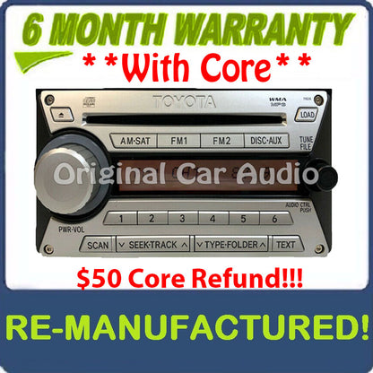 Remanufactured TOYOTA FJ CRUISER Satellite Radio Stereo 6 Disc Changer MP3 CD Player OEM SAT