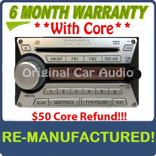 Remanufactured TOYOTA FJ CRUISER Satellite Radio Stereo 6 Disc Changer MP3 CD Player OEM SAT