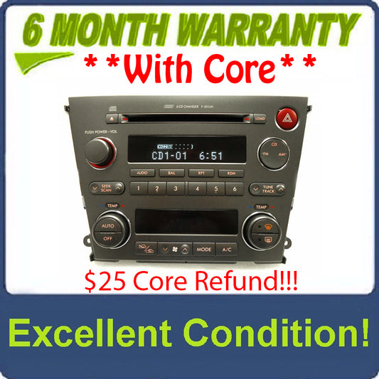 2005 2006 SUBARU Legacy 2.5L 3.0L Radio Stereo 6 Disc Changer CD Player P-201UH Automatic Climate Controls