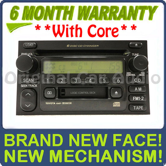 New Face & Mechanism 2000 - 2003 Toyota OEM  AM FM Radio Tape 6 Disc CD Changer Receiver A56811