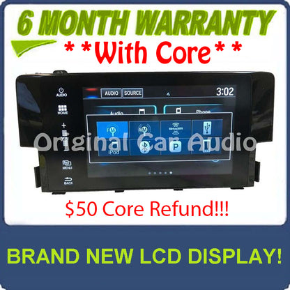 Reman 2016 - 2018 Honda Civic OEM Navigation Display Touch Screen Only 7-inch
