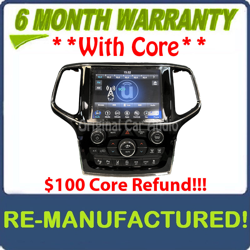 Reman 2018 - 2019 Jeep Grand Cherokee OEM AC Climate Control Radio Touchscreen