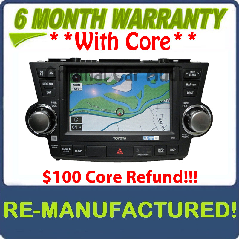 REMAN TOYOTA Factory JBL Navigation Radio XM MP3 and CD Player