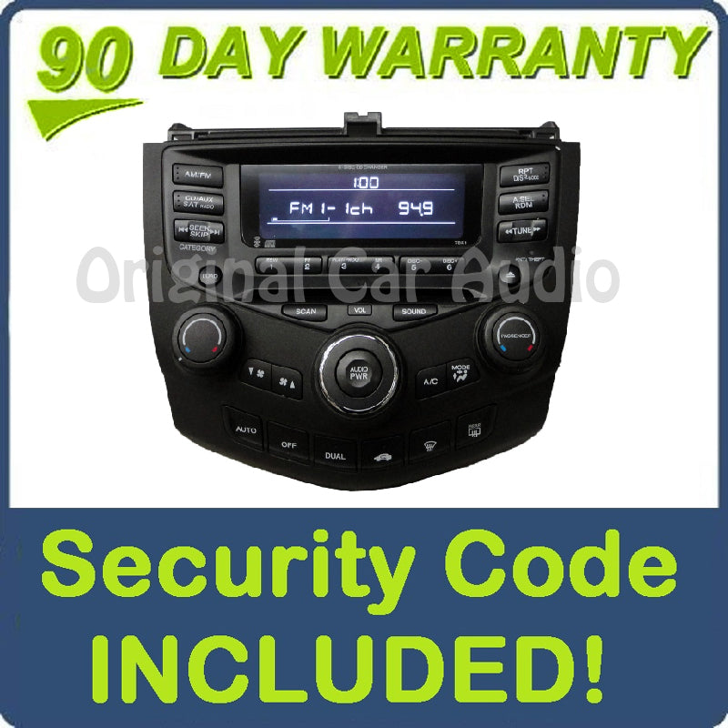 2004 - 2007 Honda Accord Radio and 6 CD  Changer 7BK1