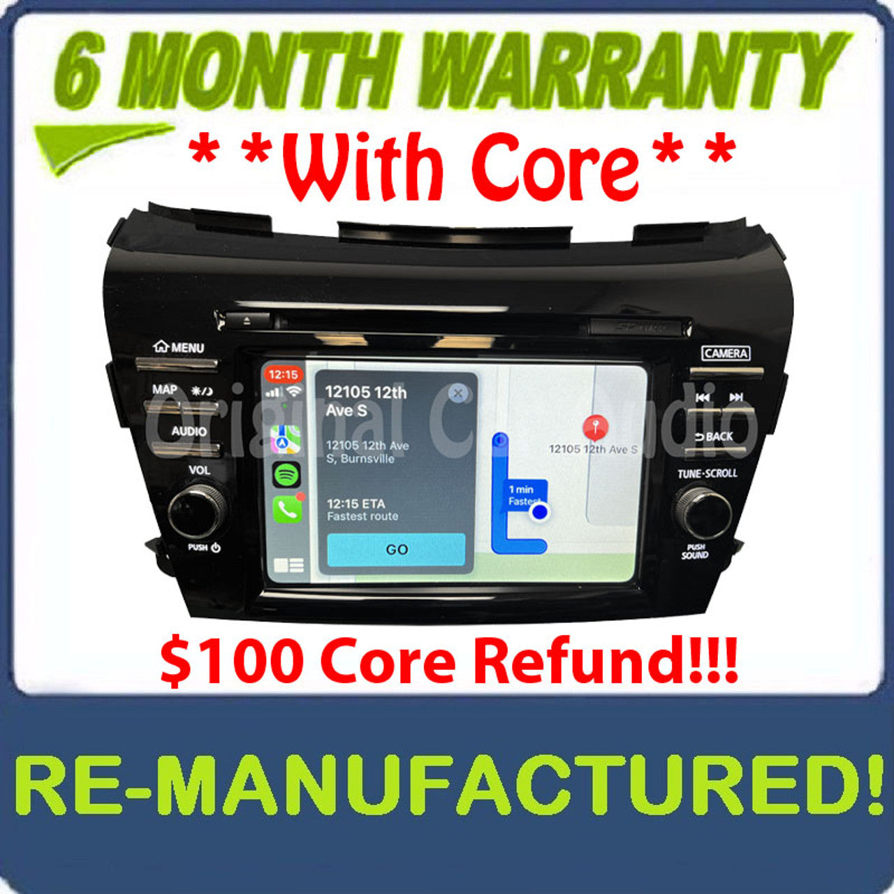 Reman 2017 - 2019 Nissan Murano OEM Navigation NON-BOSE Radio CD Player Receiver w/ CARPLAY