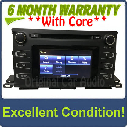 2014 - 2016 Toyota Highlander OEM AM FM Single CD Touch Screen Bluetooth Radio Receiver