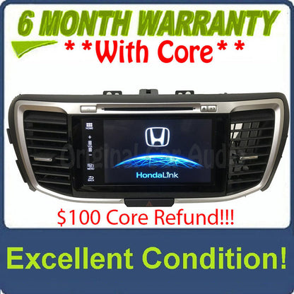2016 - 2017 Honda Accord OEM Touch Screen Display Single CD AM FM Bluetooth Radio Media Receiver