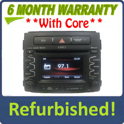 Refurbished 2012 - 2013 Kia Soul OEM UVO Infinity Bluetooth AM FM HD SAT Radio Receiver Black