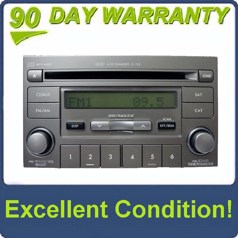 07 08 Subaru FORESTER IMPREZA Radio XM Satellite 6 Disc CD Changer Player MP3 WMA C123 C-123 Stereo 2007 2008 86201-SA350 PF-2851B-A