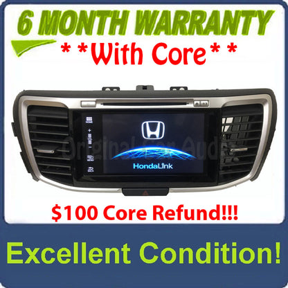 2016 - 2017 Honda Accord OEM Touch Screen Navigation Single CD AM FM SAT Bluetooth Radio Media Receiver Canada Model