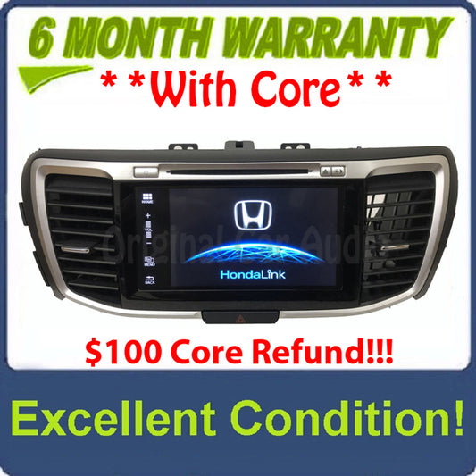 2016 - 2017 Honda Accord OEM Touch Screen Navigation Single CD AM FM SAT Bluetooth Radio Media Receiver Canada Model