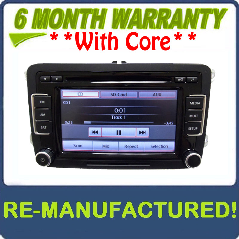 REMAN 2010 2011 2012  VW Volkswagen Jetta Passat Golf GTI Rabbit EOS OEM Radio Stereo 6 Disc Changer CD Player Touch Screen SD Mp3 Sirius Satellite RCD-510