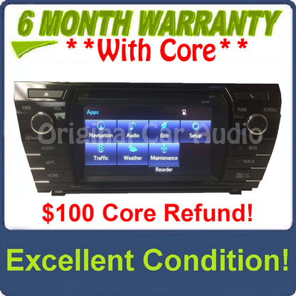 2014 2015 2016 Toyota Corolla OEM Navigation Touchscreen Gracenote XM Satellite MP3 CD Receiver