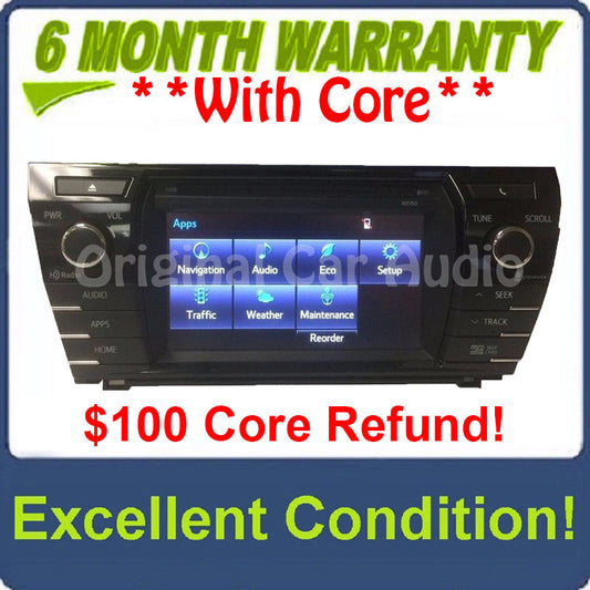 2014 2015 2016 Toyota Corolla OEM Navigation Touchscreen Gracenote XM Satellite MP3 CD Receiver