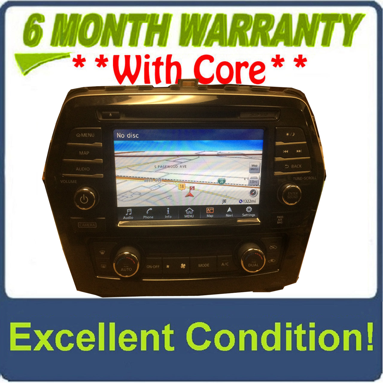 2016 - 2018 Nissan Maxima OEM Touch Screen Navigation AM FM XM Receiver w/ Climate Control CAR PLAY