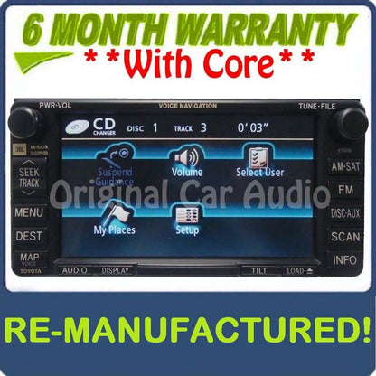 REMANUFACTURED 2004-2010 Toyota Navigation GPS Radio MP3 AUX Sat JBL OEM E7008